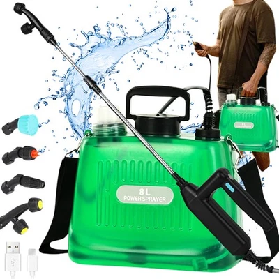 Garden Electric Knapsack Pressure Sprayer Rechargeable Battery Cordless 8L