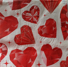 2 individual Paper Decoupage NAPKINS - MOTHERS DAY HEARTS DIAMONDS RED LOVE