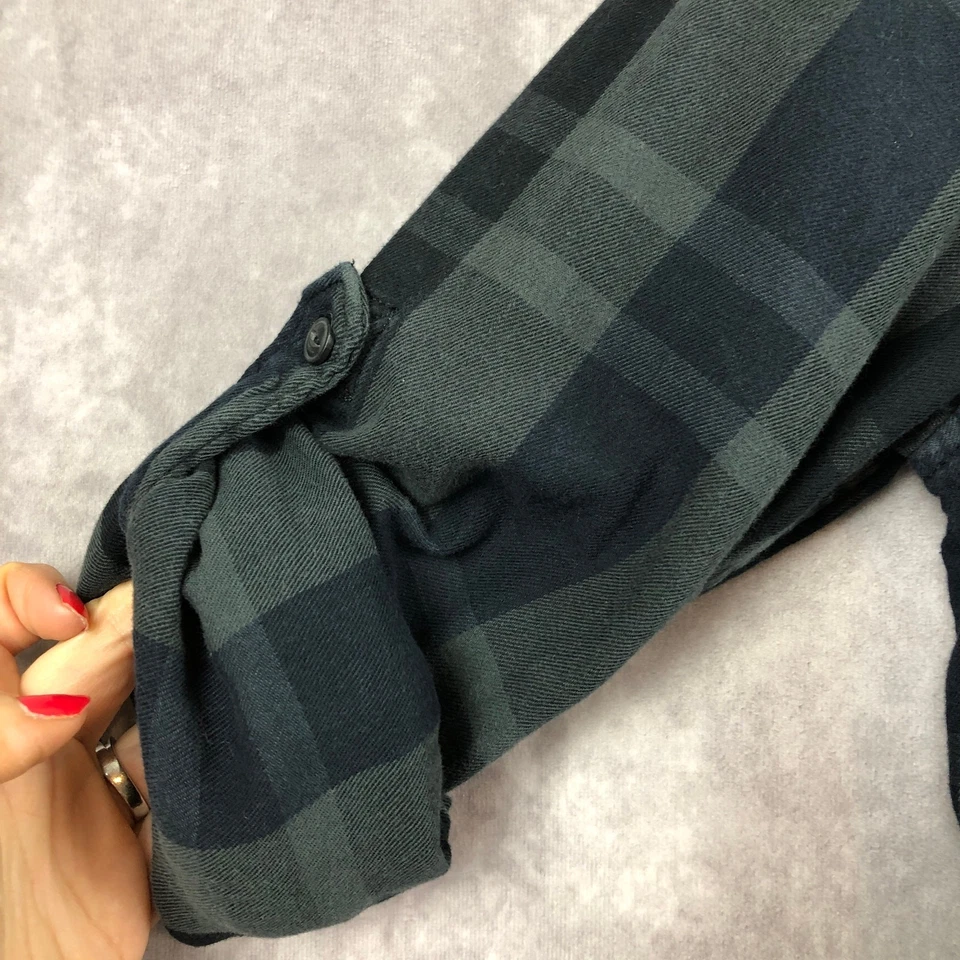 Denim & Supply Ralph Lauren Plaid Button Up Top Drapey Back Green Black Size S - Image 3 of 4