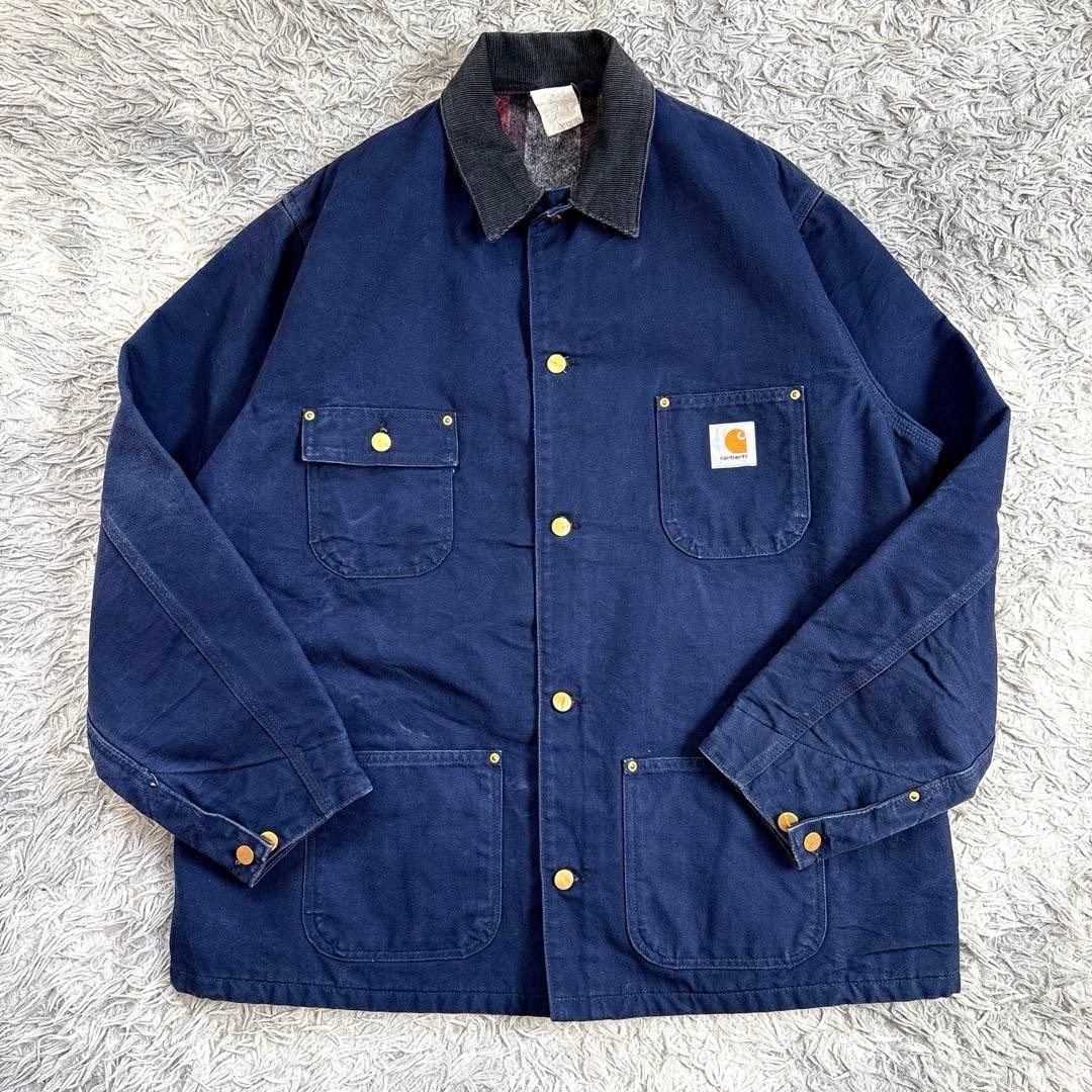 80S Usa Carhartt Carhartt Chore Coat Star Tag Navy No.ch1061