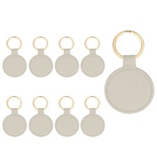 9pcs Leather Keychain,50mm Sublimation Keychain Blanks,Round,Grey