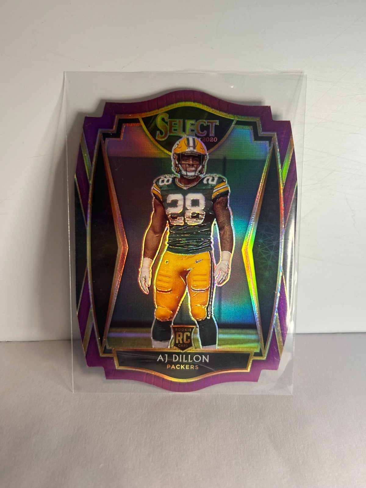 2020 Select AJ Dillon RC Purple Prizm Die Cut Premier Level #165 Packers