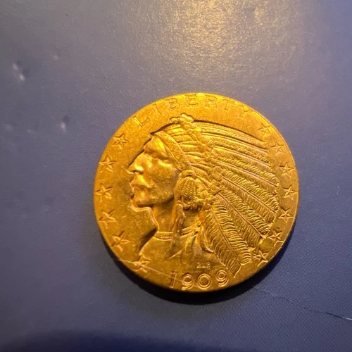 1909 Indian Head $5 Gold Half Eagle Coin Philadelphia Pre-1933 US