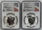 2025 S $1 Morgan Peace Silver Dollar Reverse Proof 2pc Set NGC Reverse PF70 FR