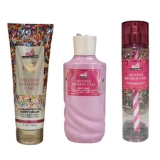 Bath & Body Works Milk Bar Birthday Cake Body Wash Gel & Body Cream & Mist