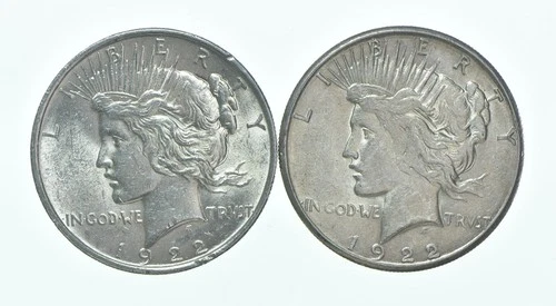 1922 & 1922-S Peace Silver Dollar $1 Bullion Collection Lot *131