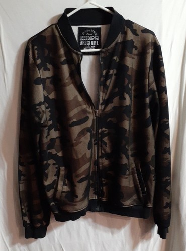 Lee Cooper London Camo Jacket  Textured Mens Size Large Full zip Bomber Pockets