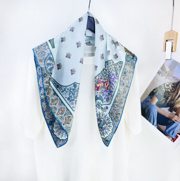 100% Mulberry Silk Shawl cashew Print Scarf 65X65cm Bandanna Square Neckerchief