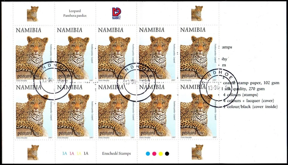 Folletos Namibia 1997 $5 Lovebird y $12 Leopard, SG.SB8/9, cancelados a pedido Foto 3 de 4