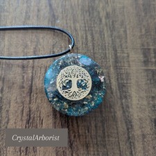 Amethyst Orgonite Pendant: Teal Necklace for Protection and Calm