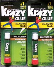 Lot of 2 Krazy Glue Maximum Bond For Wood  Leather 0.07 Oz. Each