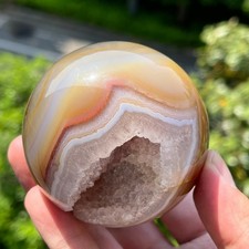 0.88LB 2.6" A Natural Druzy Agate Sphere Crystal Healing Ball Decor FengShui