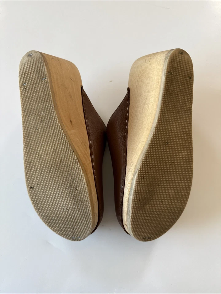 Maguba of Sweden 38 USA Size 8 Brown Clogging Shoes leather wood rubber sole - Image 4 of 4