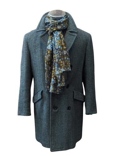 Vintage Hepworth British M/40 DB Peacoat Blue-Grey Herringbone Wool - Picture 5 of 8