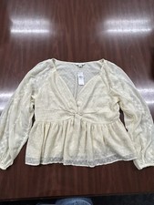 American Eagle Size XL Women's Cream cropped fit and flare blouse NWT
