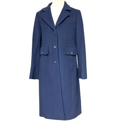coat over BCBGMAXAZRIA purple S wool cashmere classic 41'' pockets collar buttons