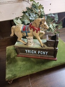 Vintage Cast Iron Trick Pony Piggy Bank