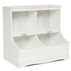 Children's Multi-Use Bookcase Toy Storage Display Bin Kids Floor Cabinet White