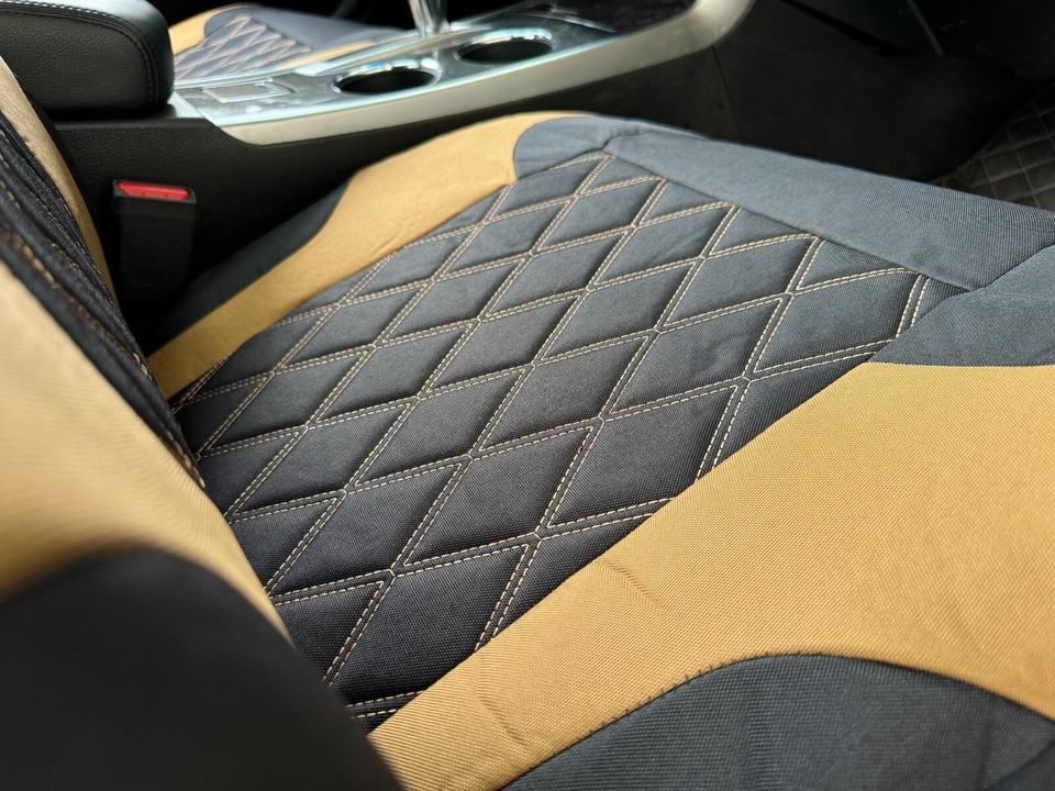 Diamond Tan Black Canvas Seat Covers Front Pair For Toyota Hilux 2005