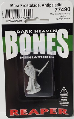 Reaper Miniatures Mara Frostblade Anti-paladin #77490 - Bones Unpainted 25mm Figure