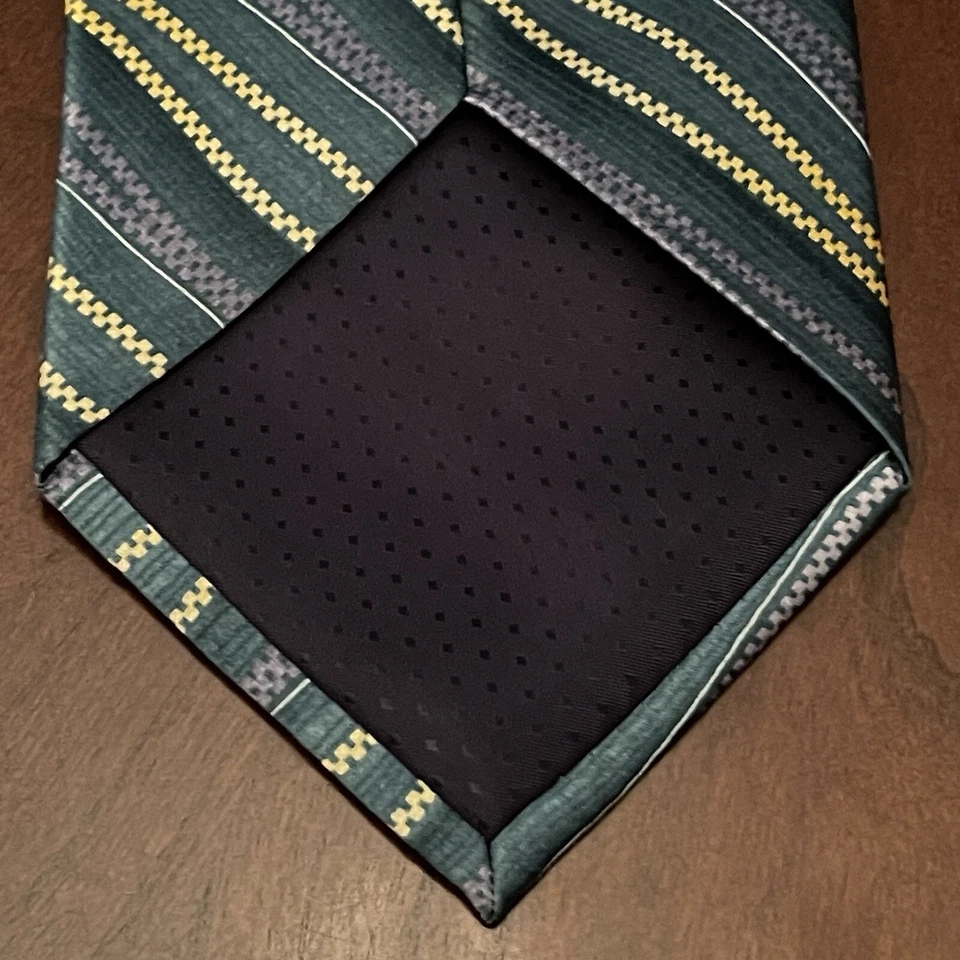 Corbata John Blair Oro Verde Hecha a Mano 100% Seda Hombre Hecha en China Foto 2 de 4