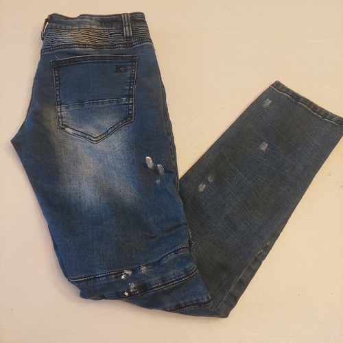 Kilogram Distressed Paint Splatter Urban Straight Leg Dark Wash Jeans Sz 34 - Picture 16 of 16