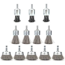12pcs Wire Wheel Cup Brush Drill Attachment for Metal Rust Removal 1/4'' Shank