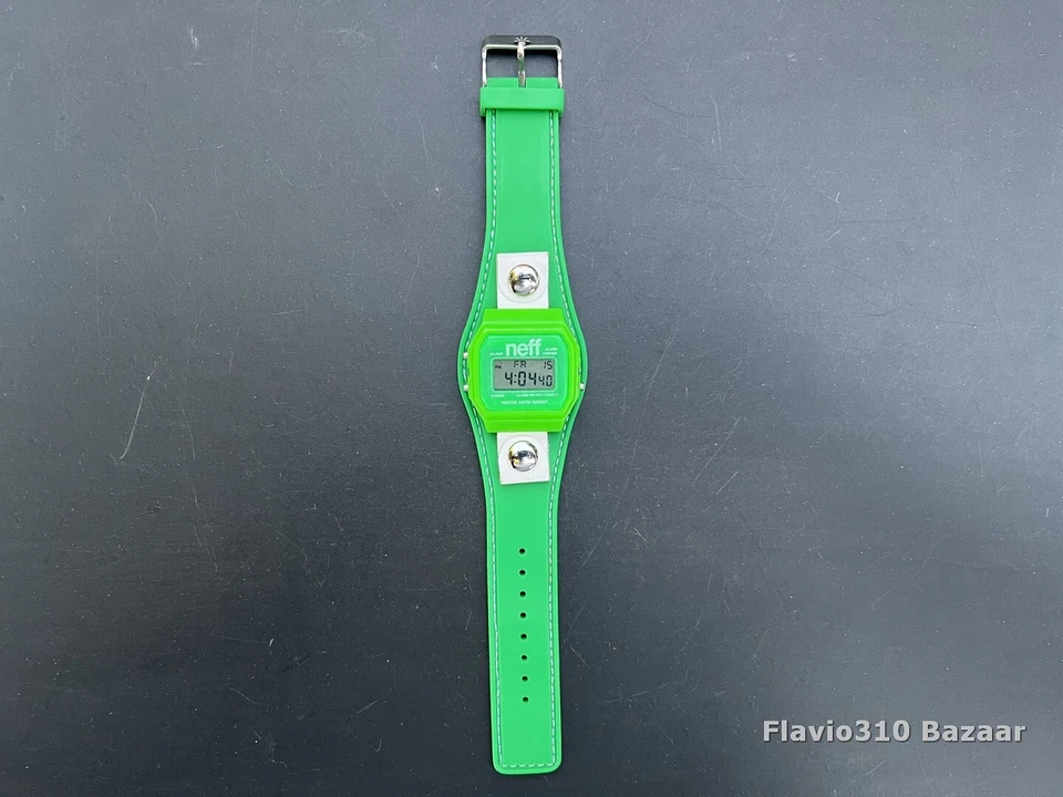 Unique Custom NEFF Flava 34mm Green Watch & Rubber Band - New Battery - Image 3 of 4