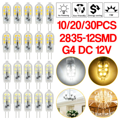 10/20PCS G4 20W 2835 SMD Bi-pin 12 LED Lamp Light Bulb DC 12V 6000K White& Warm