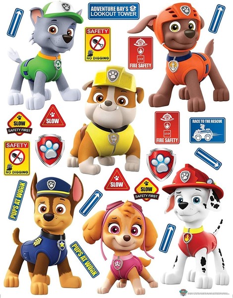 Paw Patrol Sticker Set Groß 65X85 CM Schlafzimmer Wand Und MöBel Decals Welpen-image
