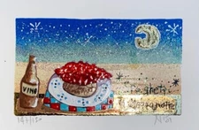 LEO NISI - "Spaghetti at Midnight" - Material Screen Print 10x15 cm - No Musante