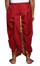 Readymade Elastic Cotton Silk Dhoti for men Ready to wear, Maroon