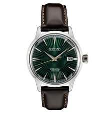 Seiko Presage Men's Watch Brown Leather Strap Green Dial - SRPD37