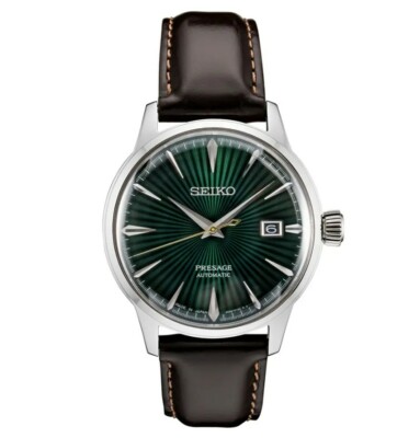 Seiko Presage Men's Watch Brown Leather Strap Green Dial - SRPD37 Pre-owned