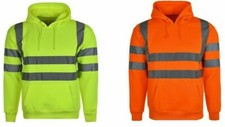 HI VIS VIZ HIGH VISIBILITY HOODED PULL OVERHEAD HOODIE SWEATSHIRT JACKET S-2XL