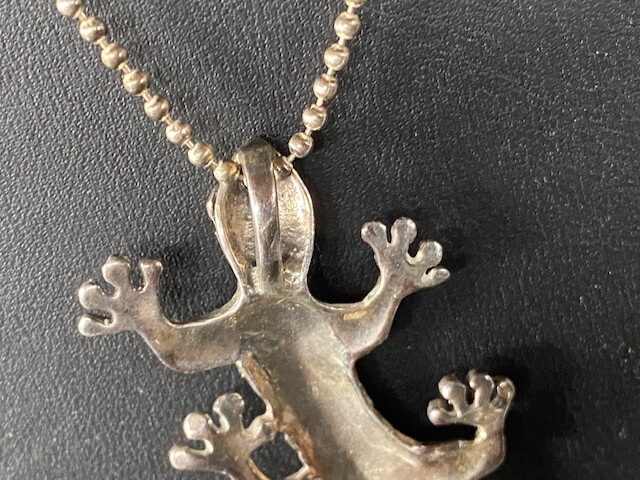 SOLID CAST 925 STERLING SILVER LIZARD PENDANT NEC… - image 7