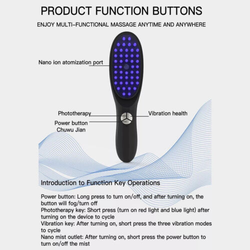 Electric Vibration Hair Growth Comb Massager Red Light Therapy Massage Brush AU - Picture 8 of 12