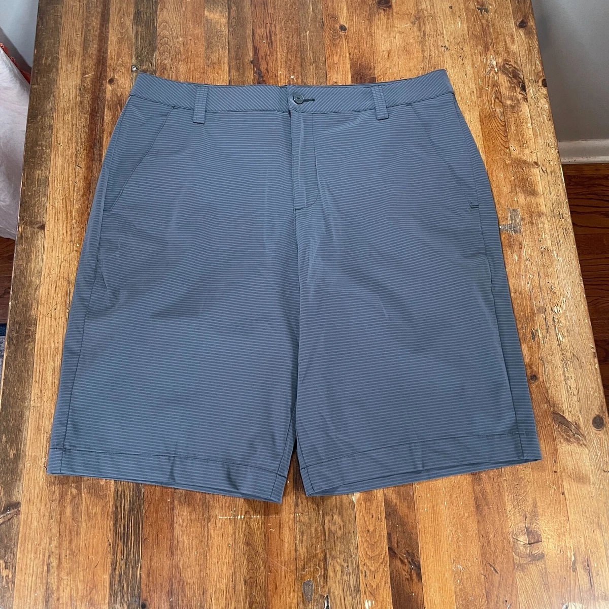Puma Shorts Mens 34 Gray Striped Chino Khaki Golf Outdoors Casual