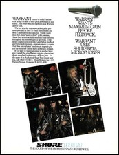 Warrant Erik Turner Joey Allen 1991 Shure Microphone advertisement mic ad print