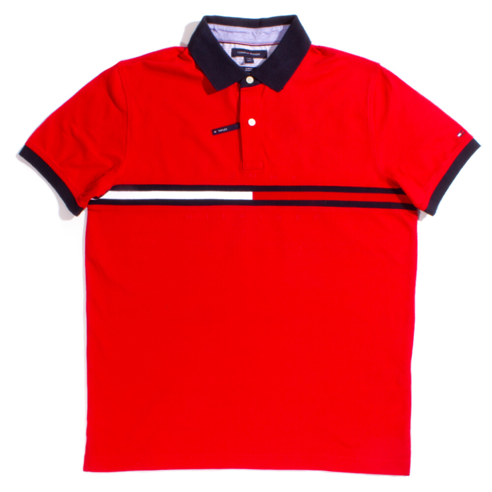 Tommy Hilfiger Red 'Essential Flag' Slim Fit Polo
