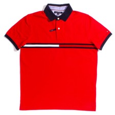 Image of Tommy Hilfiger Red 'Essential Flag' Slim Fit Polo
