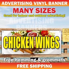 CHICKEN WINGS Advertising Banner Vinyl Mesh Sign bar buffet fried drinks meat