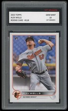 ALEX WELLS 2022 TOPPS SERIES 1 BASEBALL 1ST GRADED 10 ROOKIE CARD RC #118