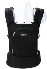 Mo+m Cotton Baby Carrier Ergonomic Sling Mesh Cooling Vent Hood & Pockets BLACK