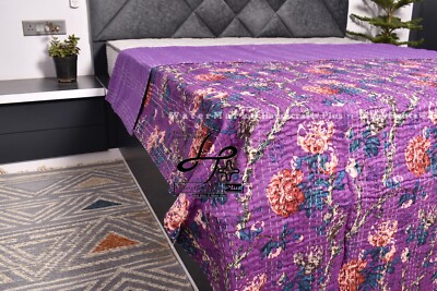 Queen Size Bedcover Decorative Bedding Gudari Hippie Blanket Purple Ralli Ethnic