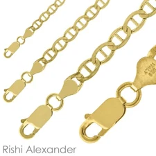 925 Sterling Silver Gold-Plated Mariner Mens Boys Chain Bracelet or Necklace