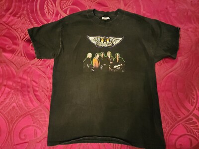 Aerosmith Vintage T-Shirt L 90's Aero Force One with band | eBay