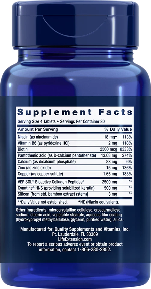 Cabello Piel y Uñas Colágeno Plus Fórmula 30X120Tab Extensión de Vida Revisol/Queratina Foto 2 de 2