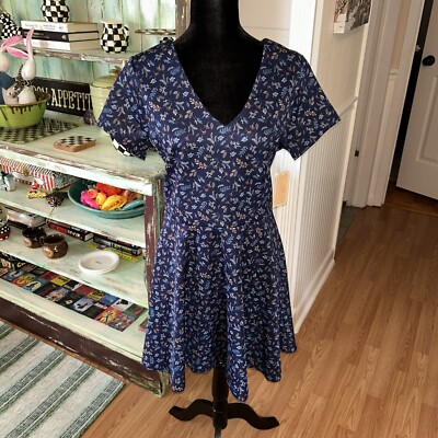 Copper Key Womens Blue Floral Print Fit And Flare Dress Size Large NWT |  eBay