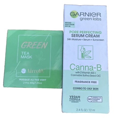 Garnier Green Labs Canna-B Pore Perfecting Serum Cream SPF 30 Green Tea Mask